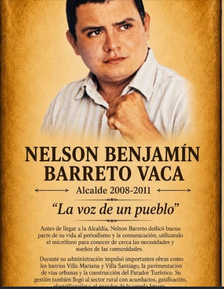 Retrato oficial estilo cartel de campaña de Nelson Benjamín Barreto Vaca